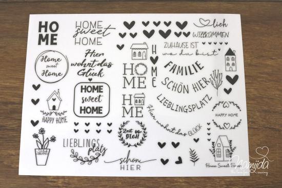 1 BOGEN - RUB-ON STICKER  ♥ HOME SWEET HOME FAMILY - A5 ♥