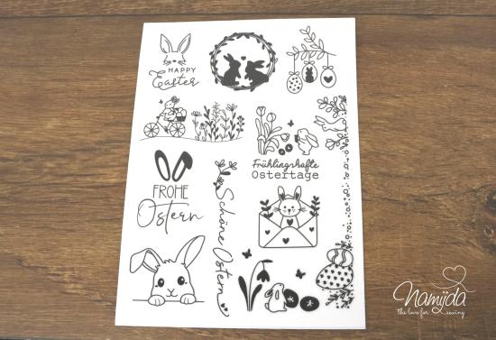 1 BOGEN - RUB-ON STICKER  ♥ FROHE OSTERN - A5 ♥