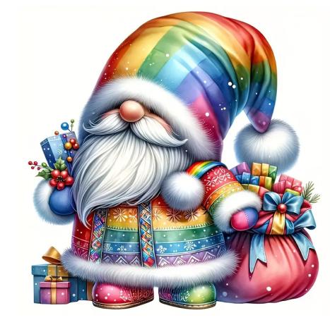 1 Stück - BÜGELBILD RAINBOW SANTA 22cm x 22cm