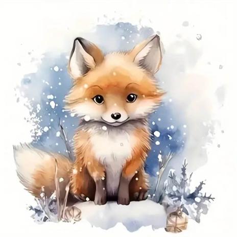 1 Stück - BÜGELBILD WINTER FOXY -  22cm x 22cm