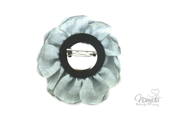 1 Stck. ♥ FLEUR  BAUMWOLL BRoSCHE GRAU - 7cm ♥