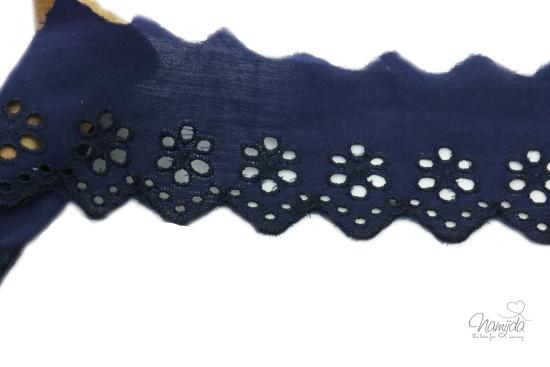 ♥1 Mtr. BLÜTEN BOGENKANTE  5,8cm - NAVY - WÄSCHESPITZE ♥