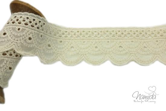 ♥1 Mtr. Wäschespitze CURVED - CREME - 4,2cm ♥