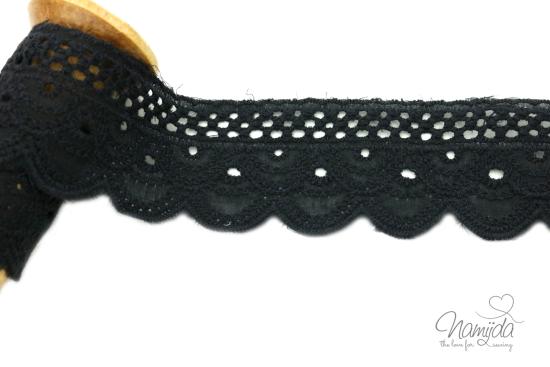 ♥1 Mtr. Wäschespitze CURVED - SCHWARZ - 4,2cm ♥