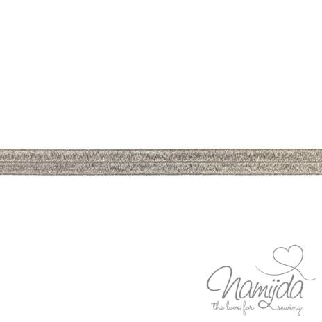 1 MTR. ♥ XL Elastisches Einfassband - GLITTER TAUPE - Falzgummi 20mm ♥