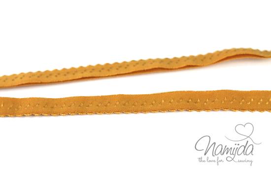 1 MTR. ♥ Elastisches Einfassband -  Schrägband - Cognac  ♥