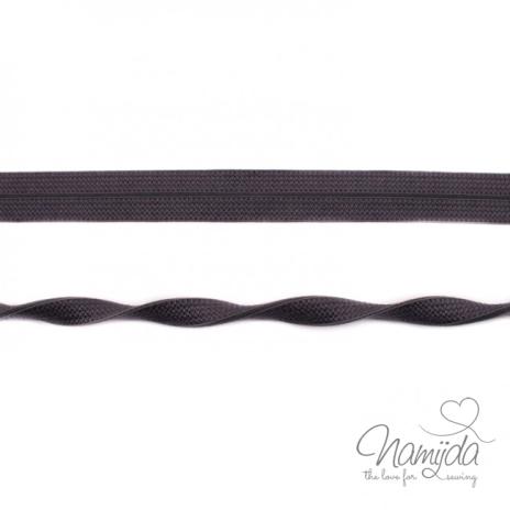 1 MTR. ♥ Elastisches Einfassband JACQUARD - Dunkelgrau - 20mm - Glänzend ♥