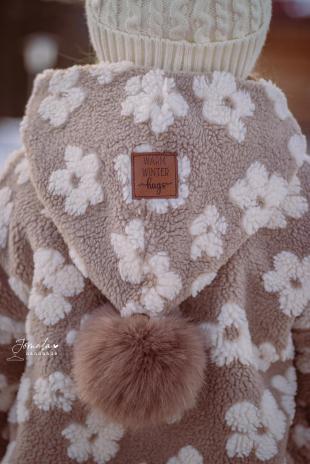 0,5 MTR. ♥ SUPER SOFTER FLOWER TEDDY / ZoTTEL TAUPE ♥