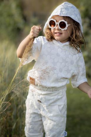 0,5 MTR. ♥  FROTTEE  JACQUARD DAISIES  NATUR ♥