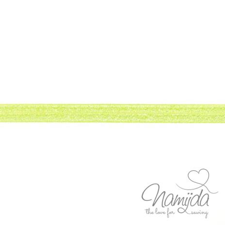 1 MTR. ♥ XL Elastisches Einfassband - GLITTER Lime - Falzgummi 20mm ♥