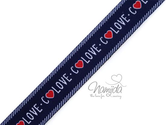 1 MTR. LOVE WEBBAND - NAVY  2,8cm