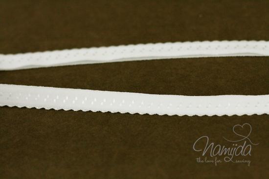 1 MTR. ♥ Elastisches Einfassband -  Schrägband - Natur Weiss ♥