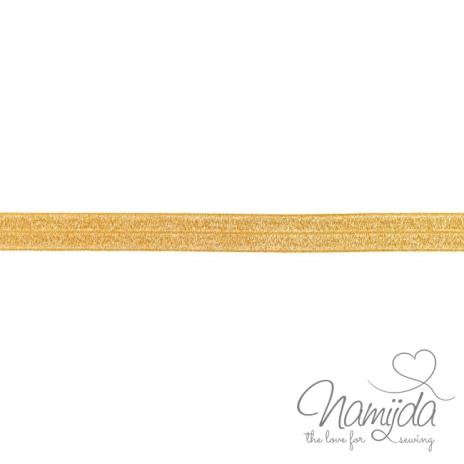 1 MTR. ♥ XL Elastisches Einfassband - GLITTER Ocker - Falzgummi 20mm ♥