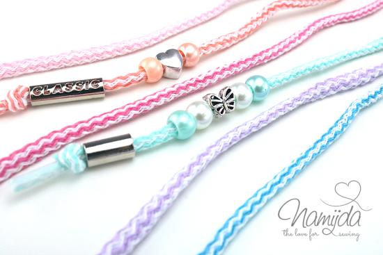 1 MTR. ♥ PASTELL Zickzack Kordel Pink/Weiss - 5mm ♥