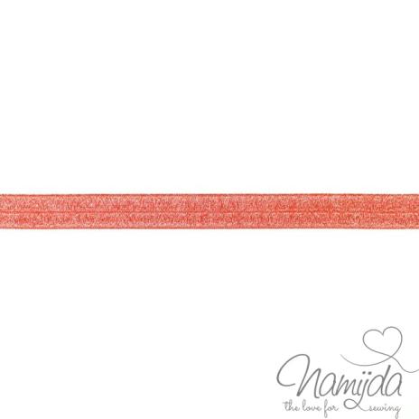 1 MTR. ♥ XL Elastisches Einfassband - GLITTER Rot - Falzgummi 20mm ♥