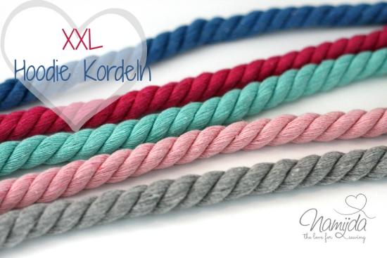 1 MTR. ♥ XXL Gedrehte Hoodie Kordel DUNKELGRAU meliert - 12mm ♥