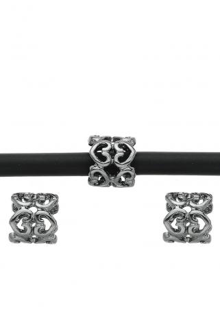 3 Stück ♥ Schiebeperlen Metall Perlen Herzchen Black Nickel -8mm ♥