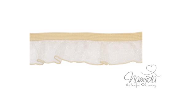 1 MTR. ♥ Elastische Organza Spitze - CREME - 18mm - Rüschenband  ♥