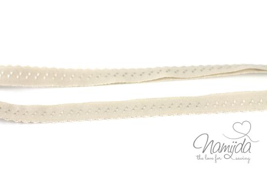 1 MTR. ♥ Elastisches Einfassband -  Schrägband - Creme ♥