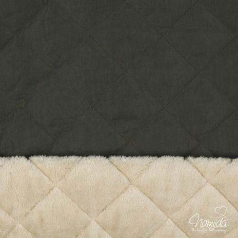 0,5 MTR. ♥ SUPER WEICHER ABGESTEPPTER JACKENSTOFF VELOUR KHAKI ♥