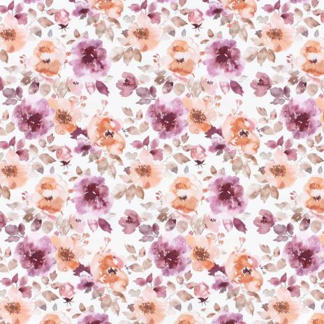 0,5 MTR. ♥ SOFT SWEAT FLOWERS AUBERGINE ♥