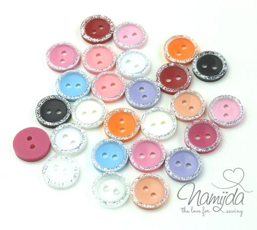 26 Stück ♥ BUNTES GLiTZER KNÖPFCHEN SET - 11mm ♥