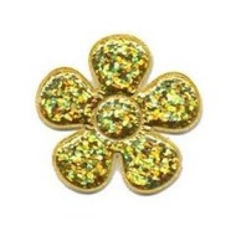 4 Stck. GLITTER Blumen Applikationen - 3,5cm - GOLD