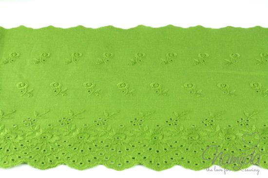 ♥1 Mtr. Wäschespitze -XXL GREEN FLOWERS 17,5cm ♥