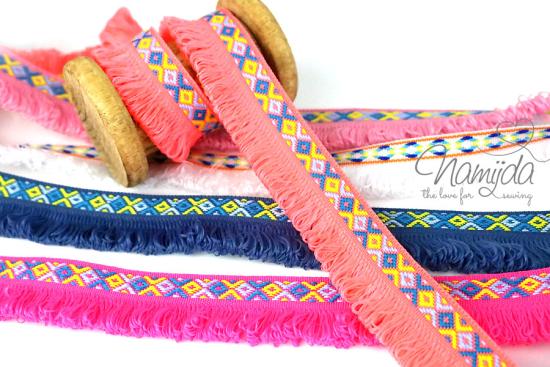 ♥1 Mtr. IBiZA Style Fransenborte PiNK - 2,5cm ♥