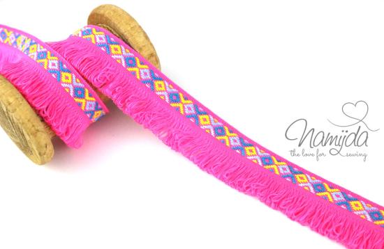 ♥1 Mtr. IBiZA Style Fransenborte PiNK - 2,5cm ♥