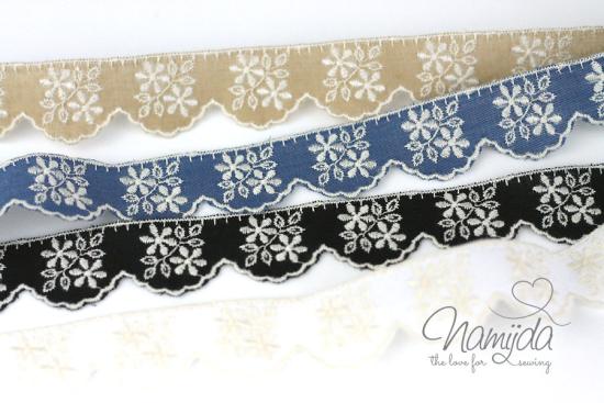 ♥1 Mtr. Wäschespitze ♥ Shabby Style - SCHWARZ - 2,2cm ♥