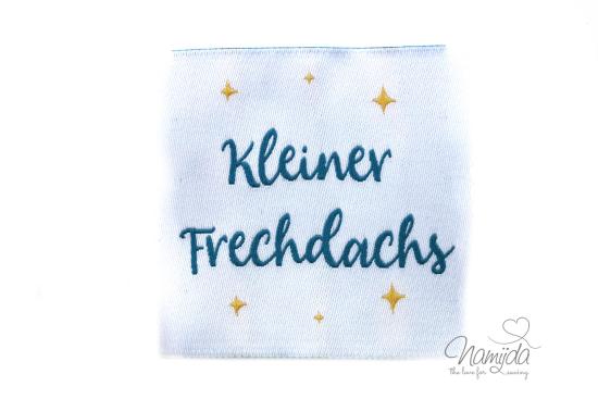 1 STCK. ♥ XL NAMIJDA EP WEBETIKETTEN - KLEINER FRECHDACHS - WEISS ♥