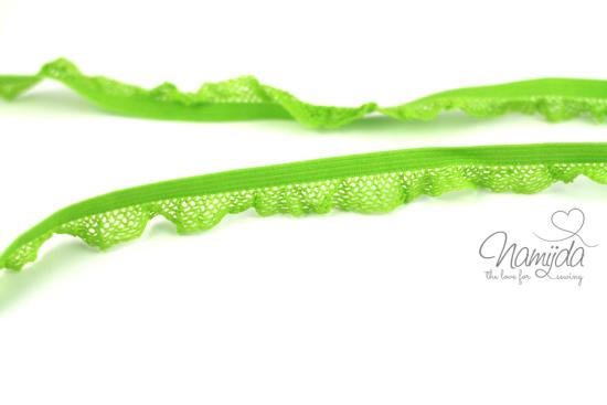 1 MTR. ♥Elastische Spitze mit Netzrüsche - Lime ♥