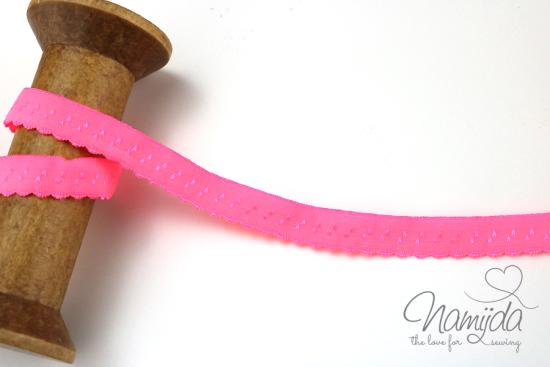 1 MTR. ♥ Elastisches Einfassband -  Schrägband - NEON PINK ♥