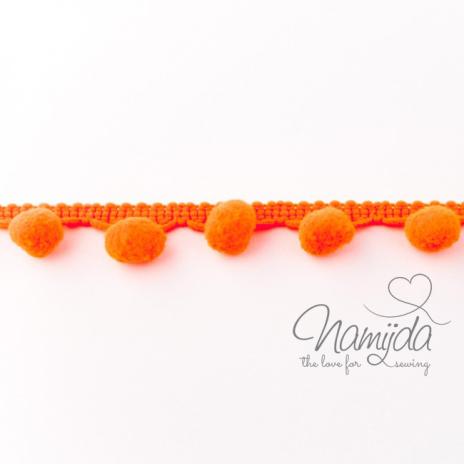 1 MTR. ♥ PomPom Bommelborte NeoN Orange ♥