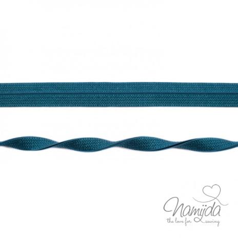 1 MTR. ♥ Elastisches Einfassband JACQUARD - Petrol - 20mm - Glänzend ♥