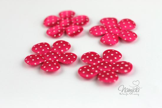 4 Stck. ♥Blumen Applikationen - 4,5cm - gepunktet - PINK♥