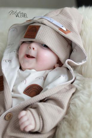 0,5 MTR. ♥ MINI WAFFEL ZOPFMUSTER STRICKJERSEY - WARM BEIGE  ♥