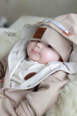 0,5 MTR. ♥ MINI WAFFEL ZOPFMUSTER STRICKJERSEY - WARM BEIGE  ♥