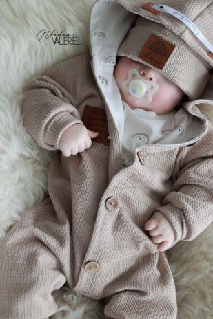 0,5 MTR. ♥ MINI WAFFEL ZOPFMUSTER STRICKJERSEY - WARM BEIGE  ♥