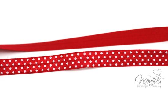 1 MTR. ♥ Elastisches Einfassband - Rot - Falzgummi - Pünktchen ♥