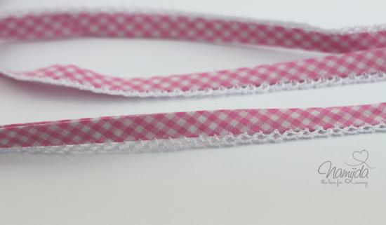 1 MTR. ♥SCHRÄGBAND - Häkelborte - Vichy ROSA♥