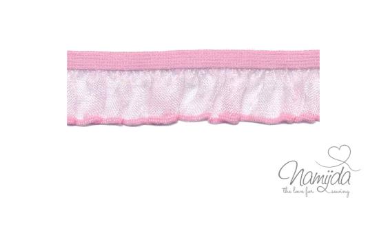 1 MTR. ♥ Elastische Organza Spitze - Rose  - 18mm - Rüschenband  ♥