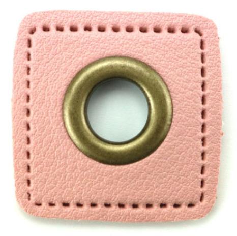 1 STÜCK KuNSTLEDER ÖSEN Patch ROSA - 11mm - BRONZE