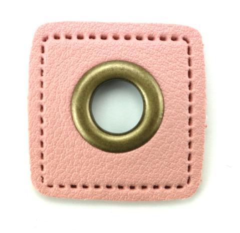 1 STÜCK KuNSTLEDER ÖSEN Patch ROSA - 8mm - BRONZE