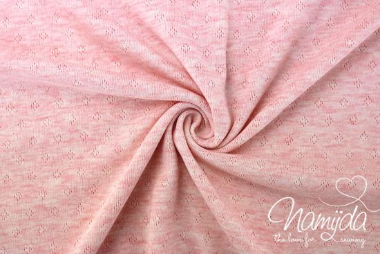 0,5 MTR. ♥ BAUMWOLLJERSEY POINTOILLE Lochstickerrei RoSA/APRICOT  MeLIERT ♥