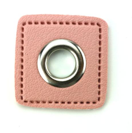 1 STÜCK KuNSTLEDER ÖSEN Patch ROSA - 8mm - SILBER