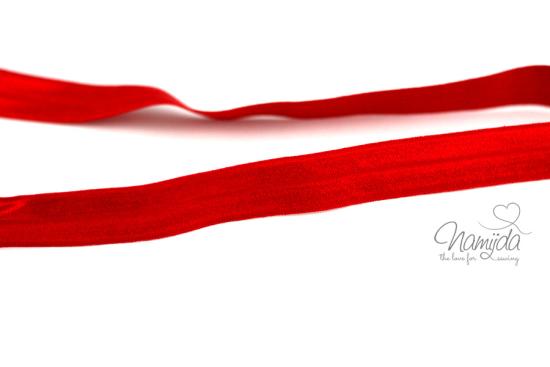1 MTR. ♥ Elastisches Einfassband - Rot - Falzgummi - Glänzend ♥