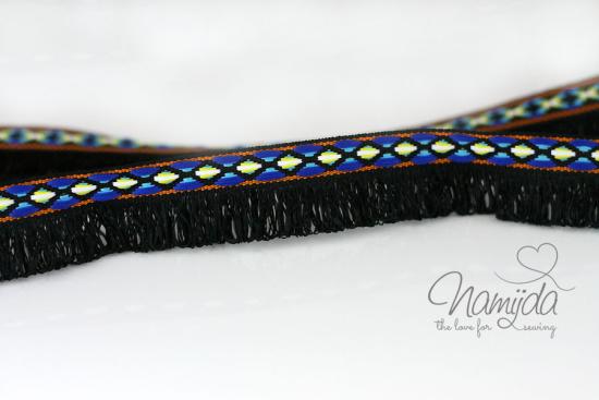 ♥1 Mtr. IBiZA Style Fransenborte Schwarz - 2,5cm ♥