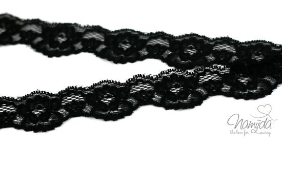 1 MTR. ♥Elastische Spitzeborte - 3cm - Schwarz ♥